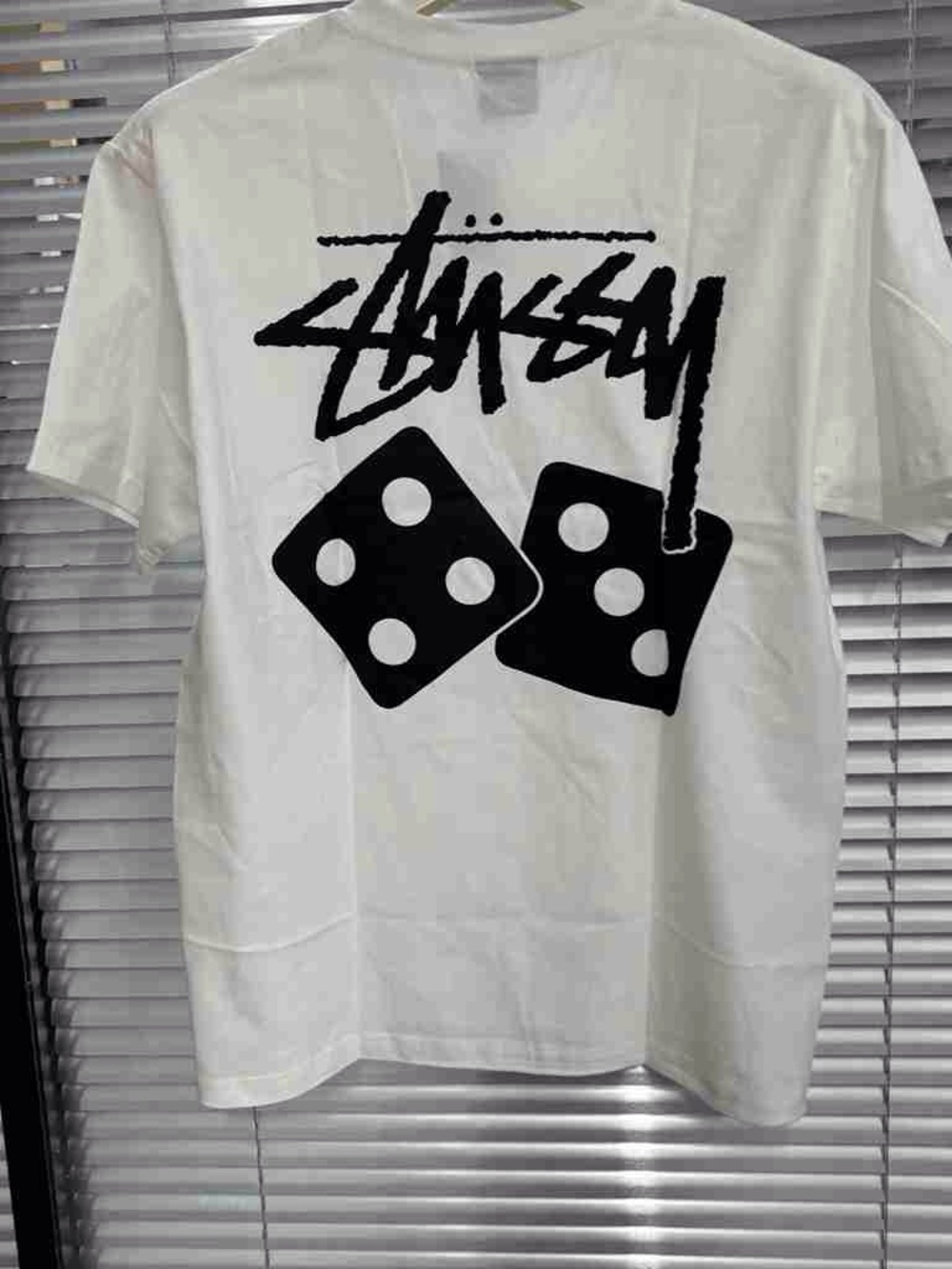 Stussy White T-Shirt with Black Logo Tag